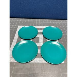 Lot 4 MCM Green Blue Melamine Small‎ 6” Plates Saucers